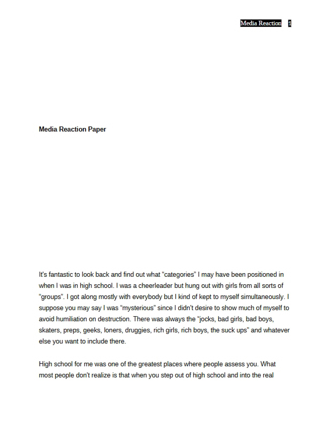 Paper on Media Reaction