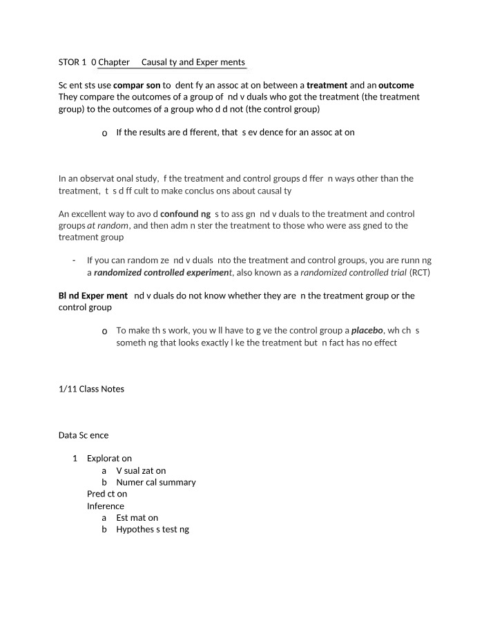 Textbook Notes for STOR 120