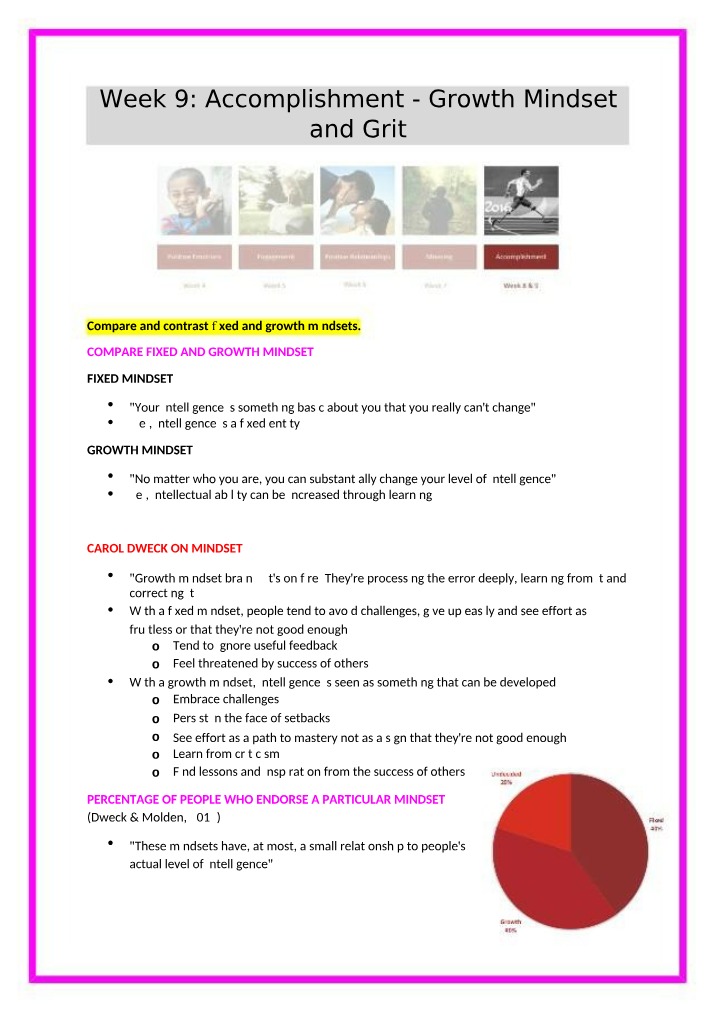 Growth Mindset and Grit - Week 9 Accomplishment