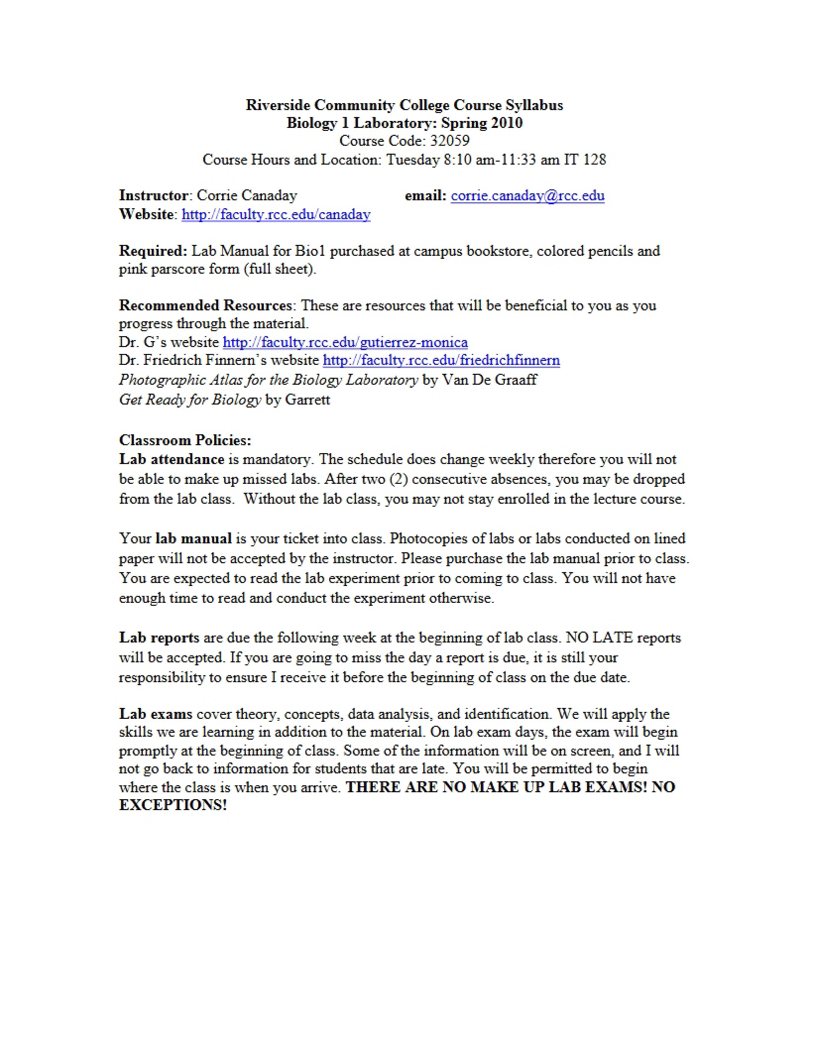 General Biology Syllabus