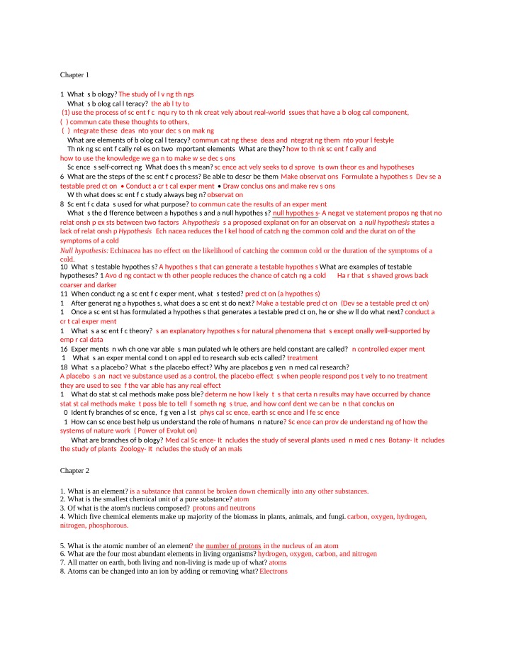 Basics of Chemistry and Biology - Chapter 1 & 2