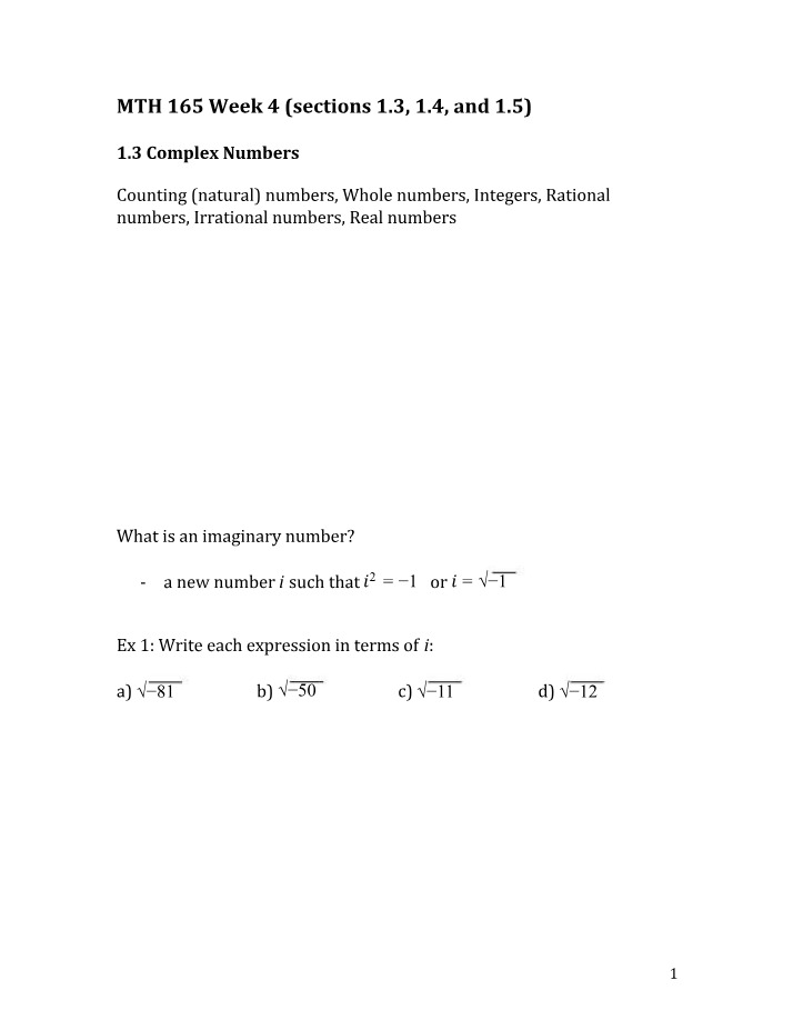 Calculus I - Week 4 Notes