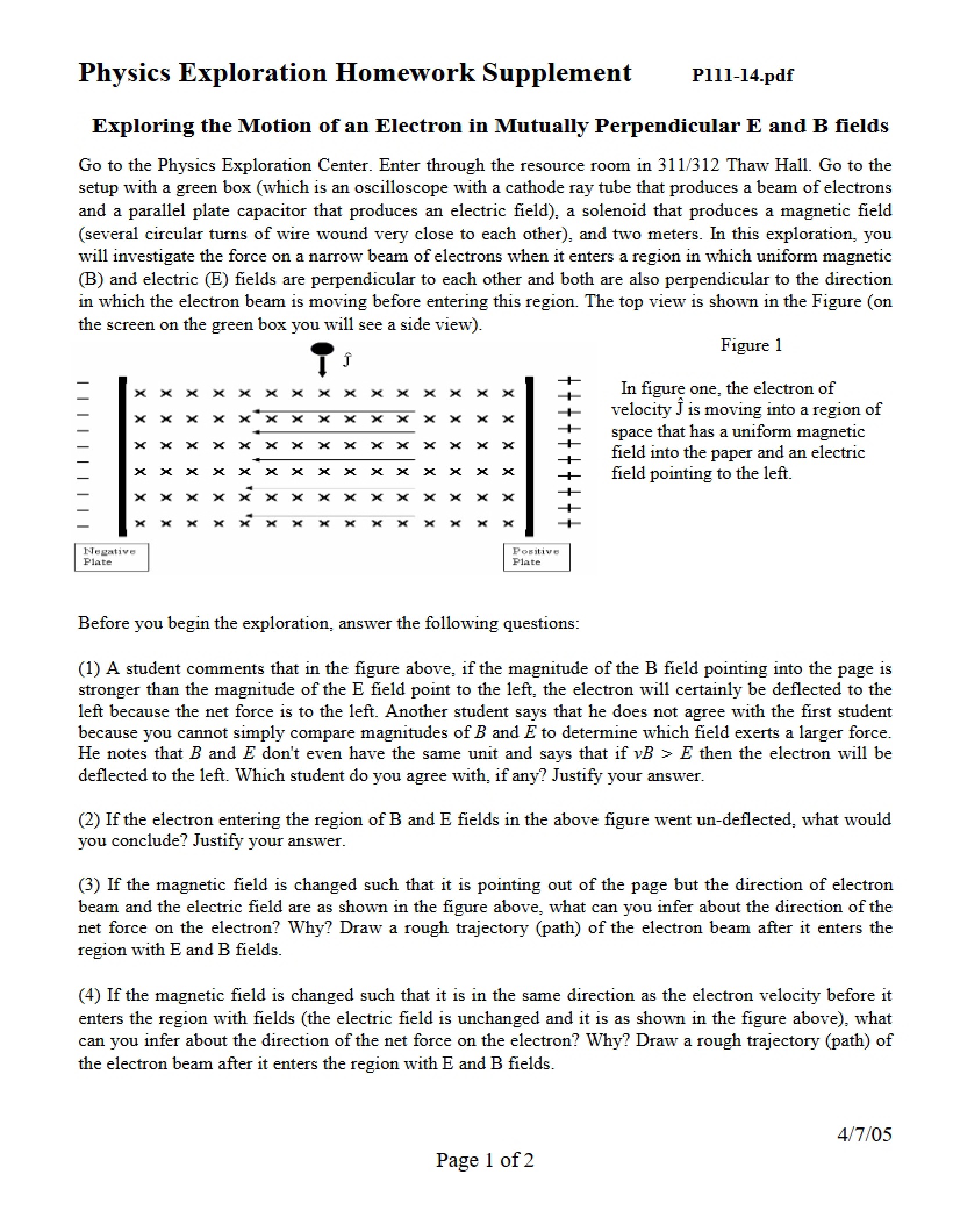 Physics Homework Supplement