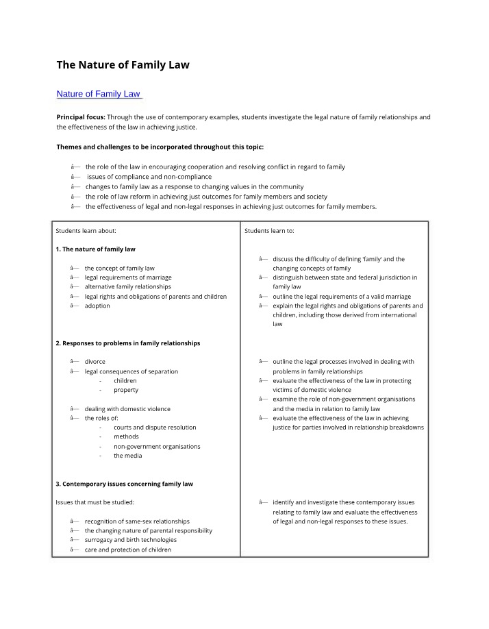 Notes on the Nature of Family Law