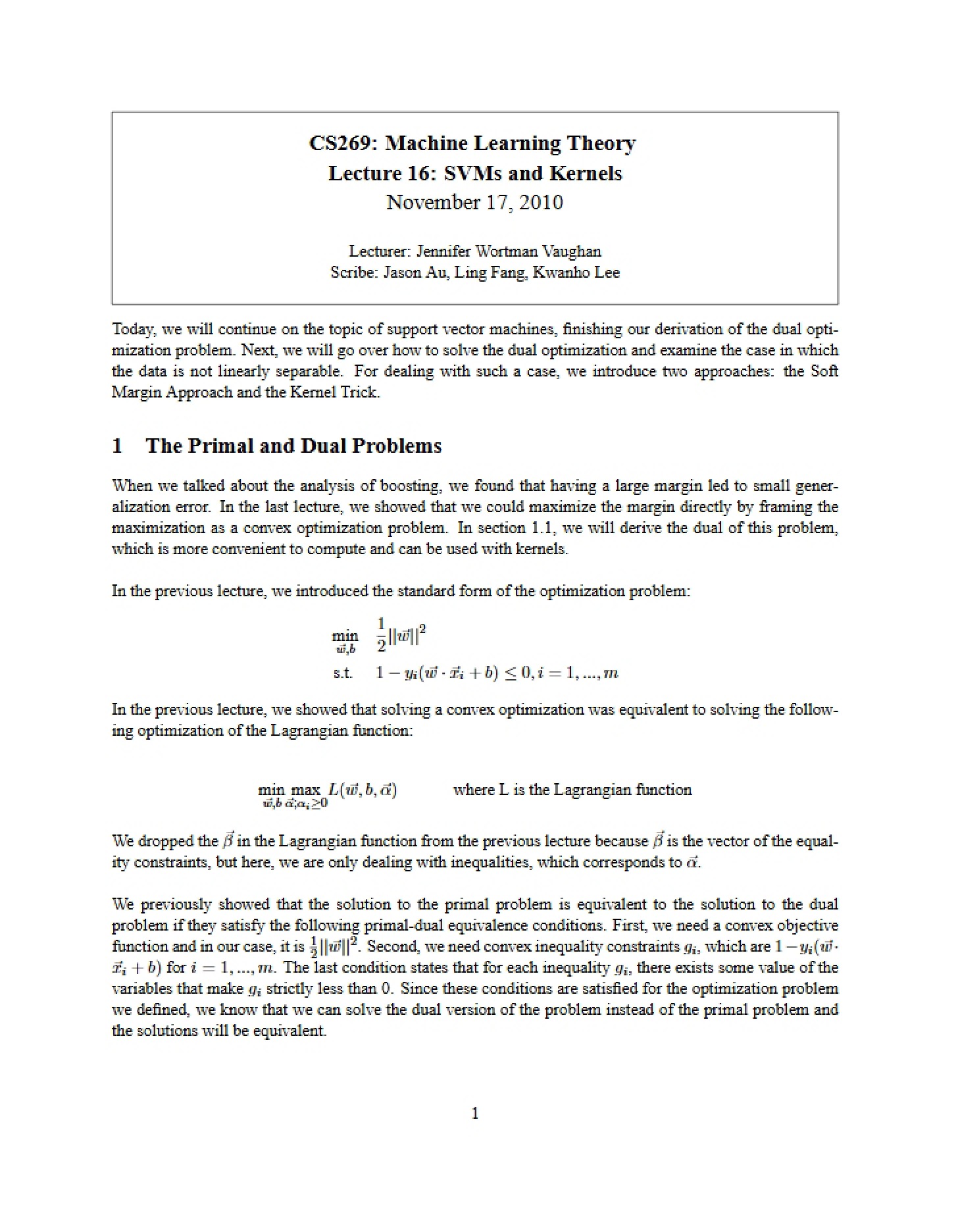 Kernels and Support Vector Machines