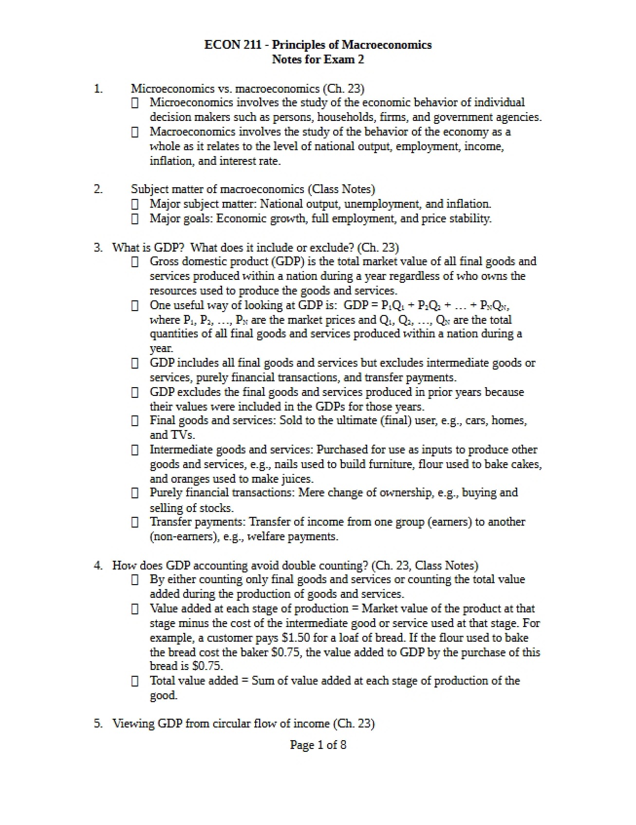 Guide for Exam Two