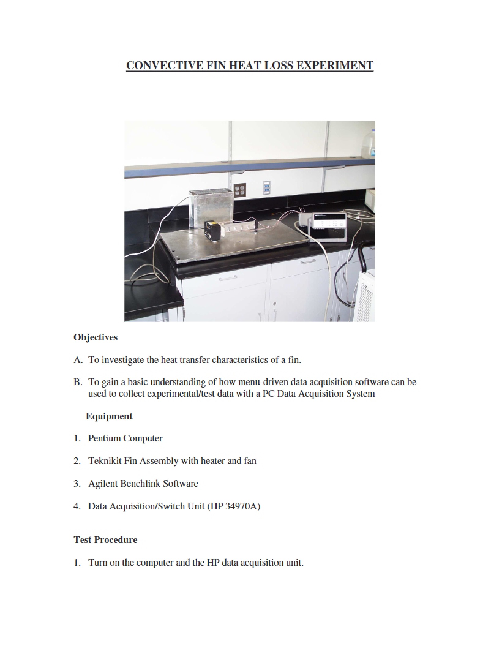 Experiment Convective Fin Heat Loss
