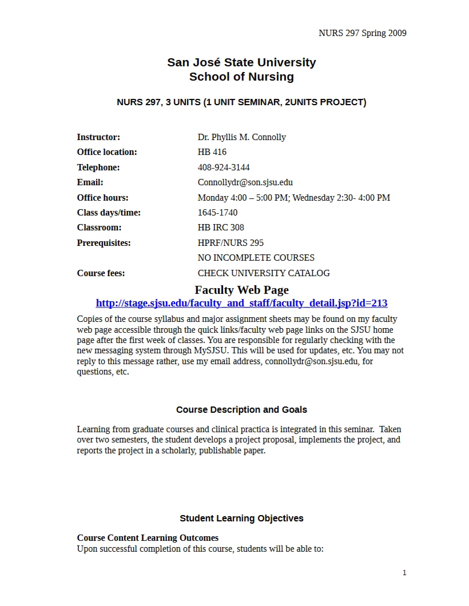 Graduate Project Syllabus