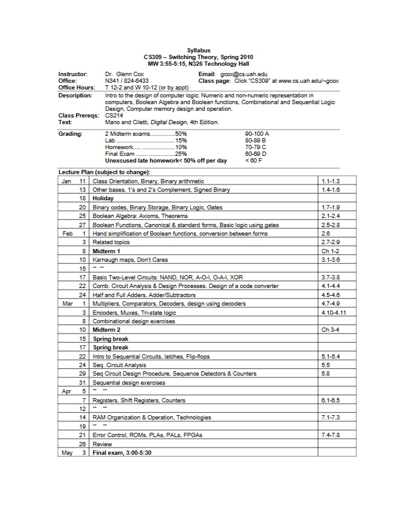 CS 309 Syllabus