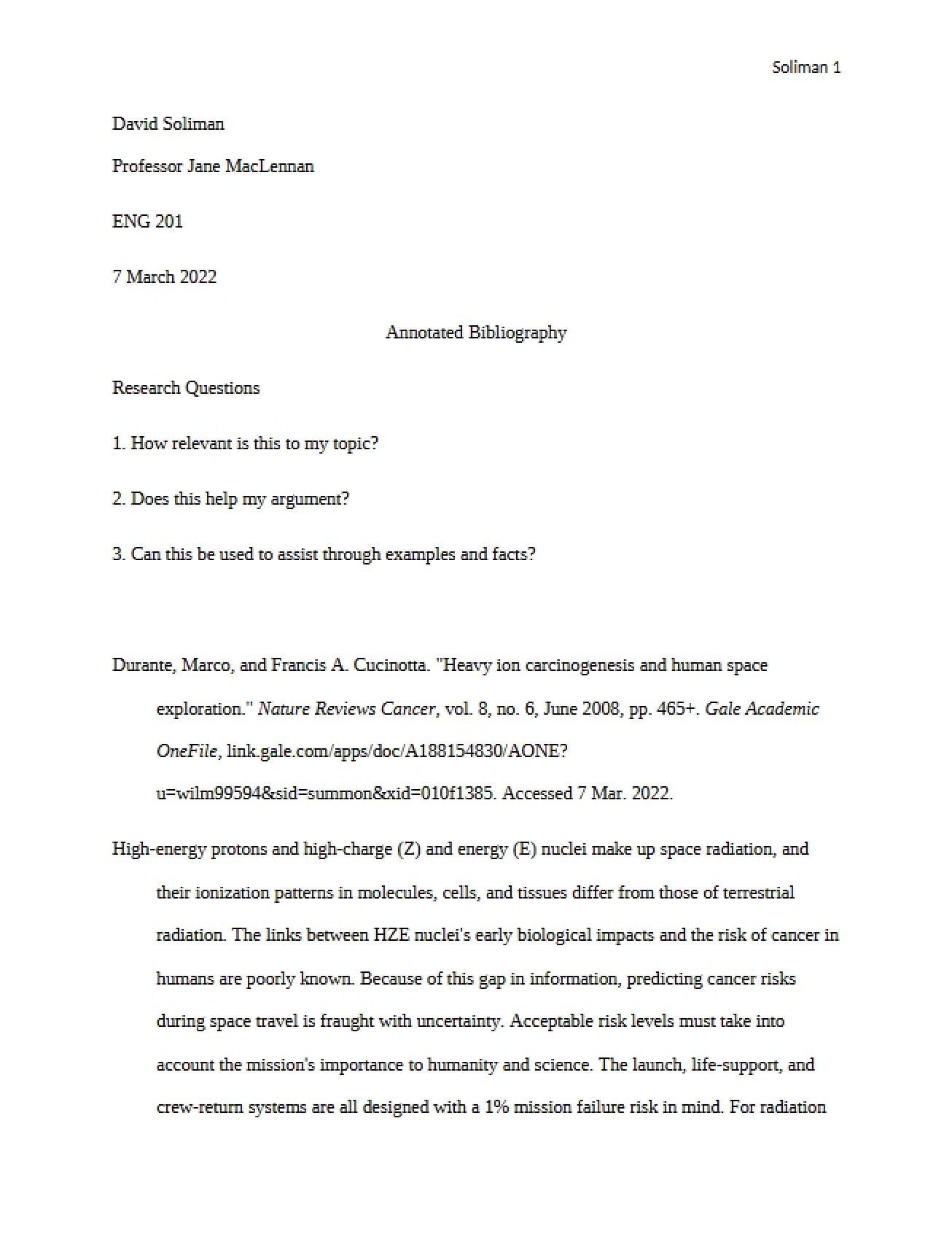 Essay Number Two