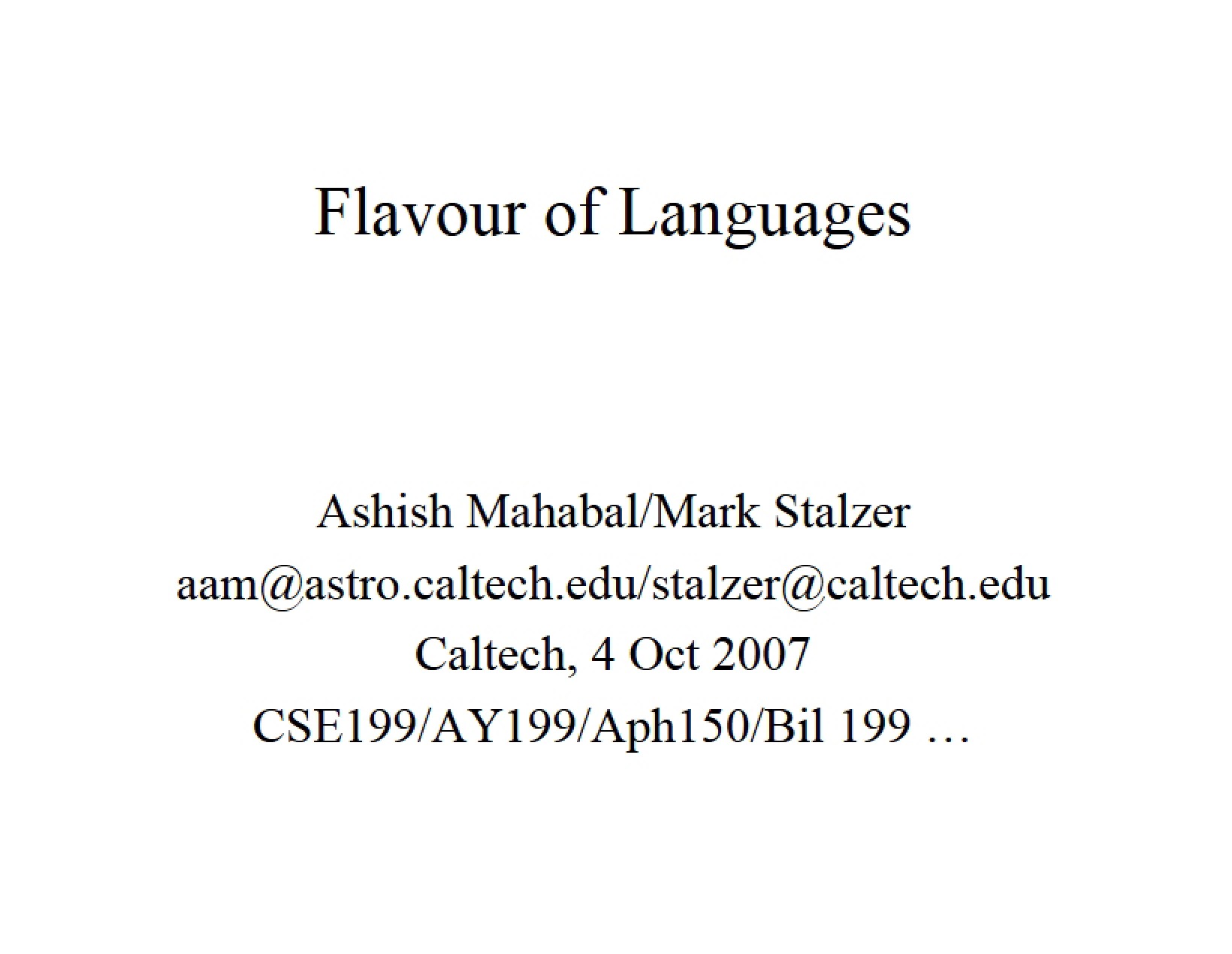 Special Topics Notes