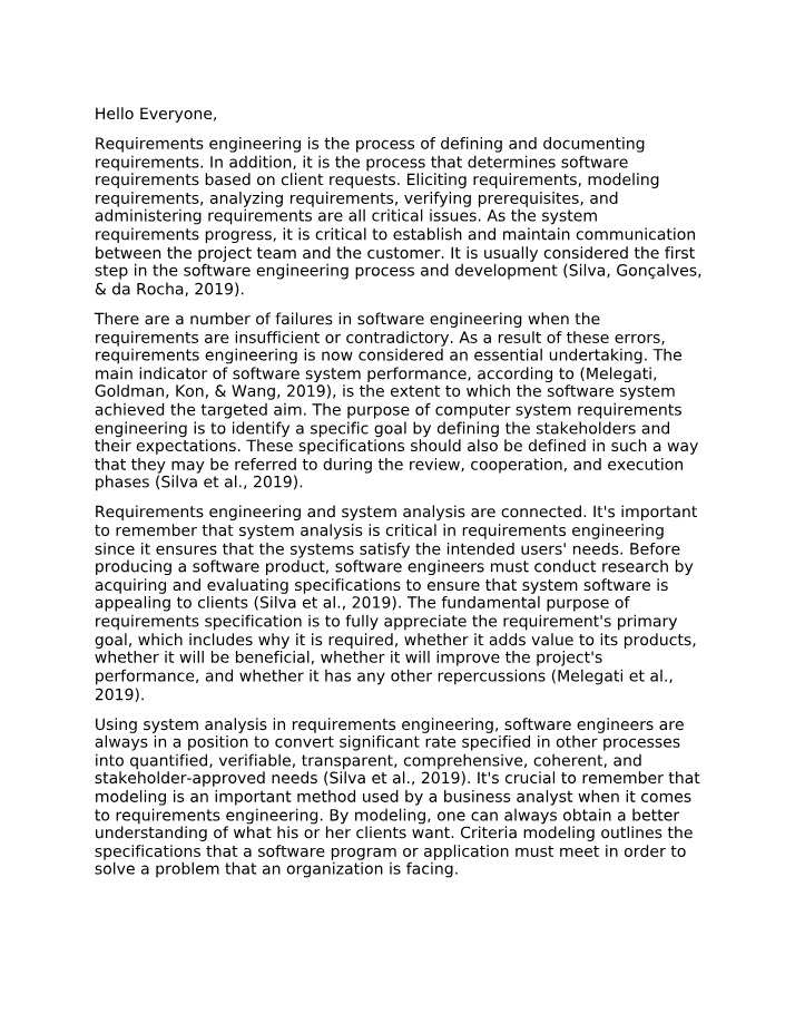 Key for Requirements Engineering and System Analysis