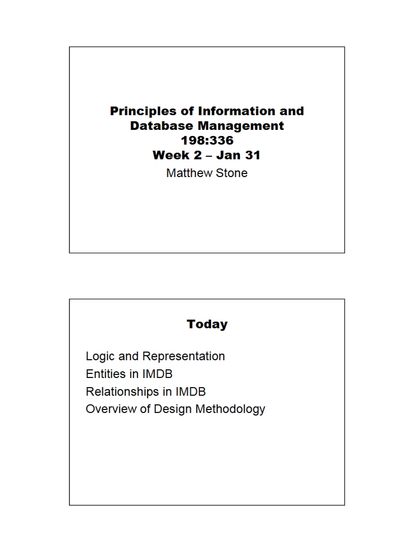Lecture Notes for Data Management