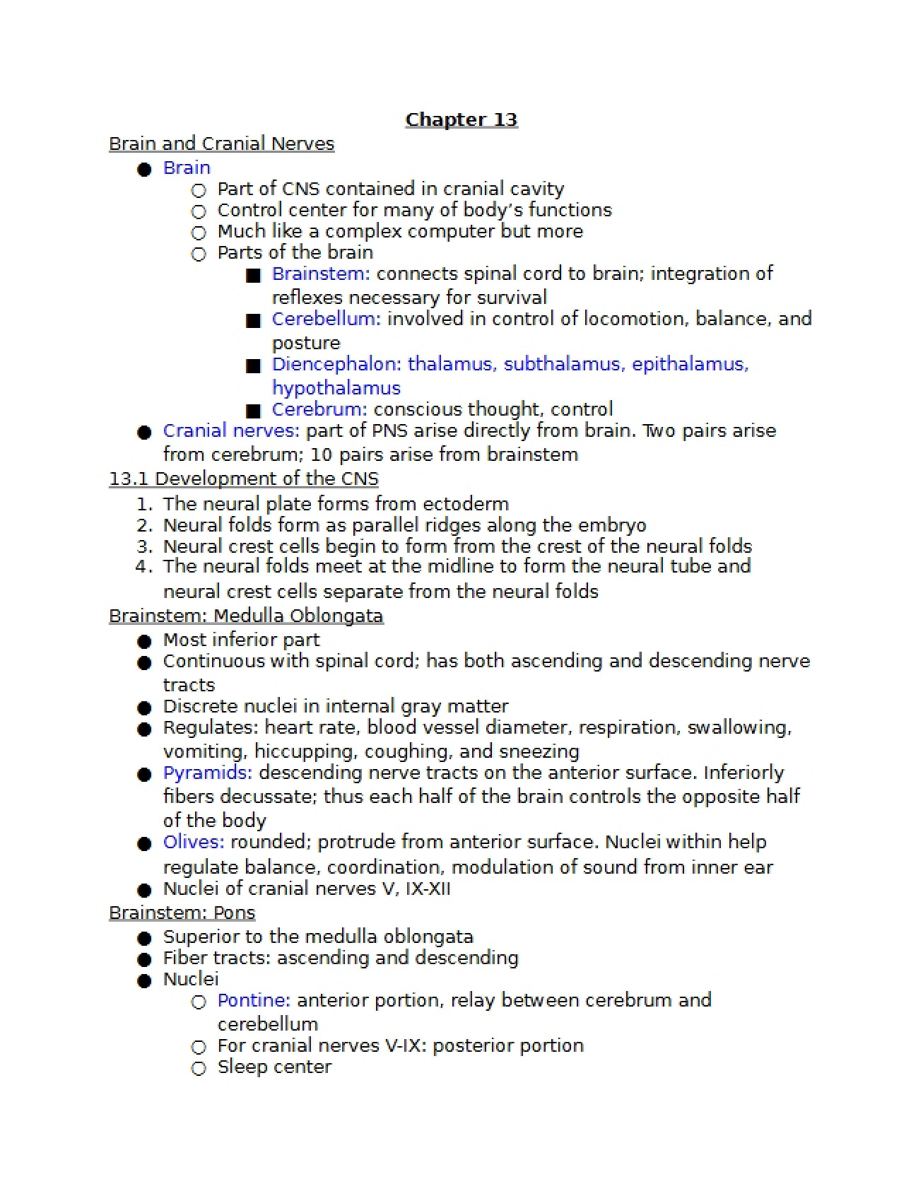 Chapter Thirteen of Introduction to A&P