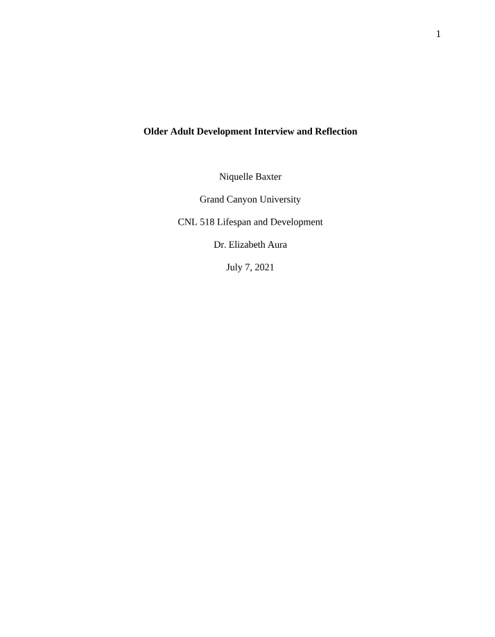 Interview and Reflection on Older Adult Development