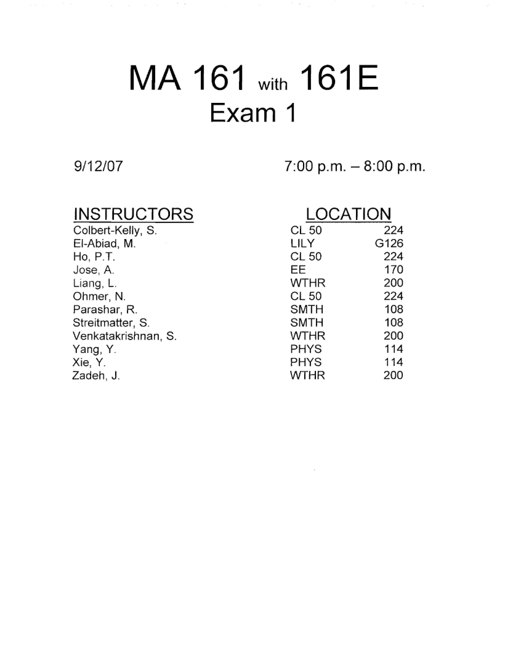 Calculus Exam 1