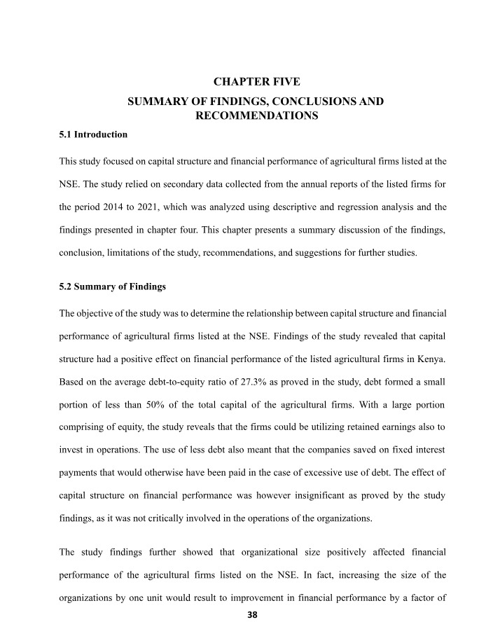 Capital Structure Performance Agricultural Firms Nairobi Part B