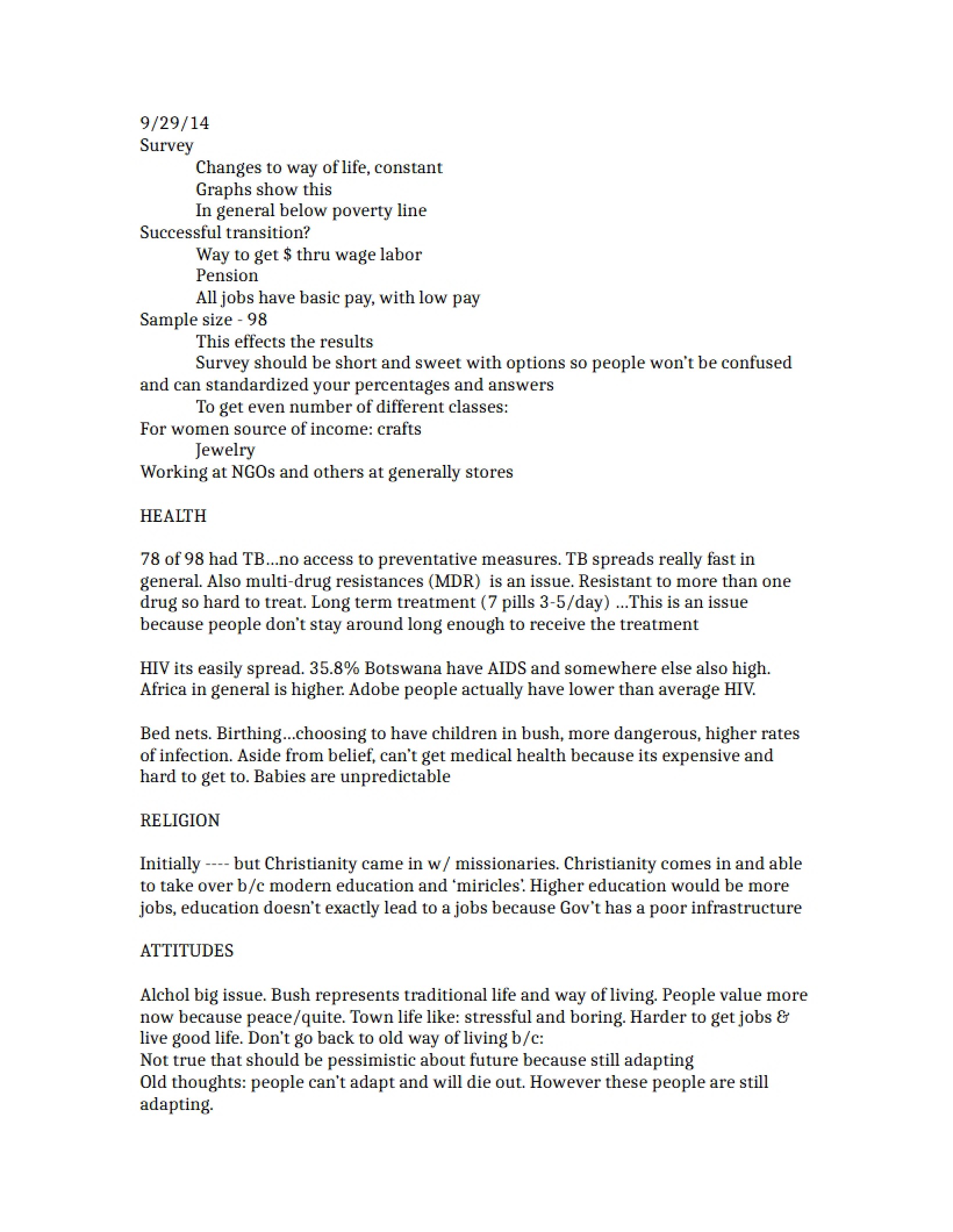 September 29th Notes