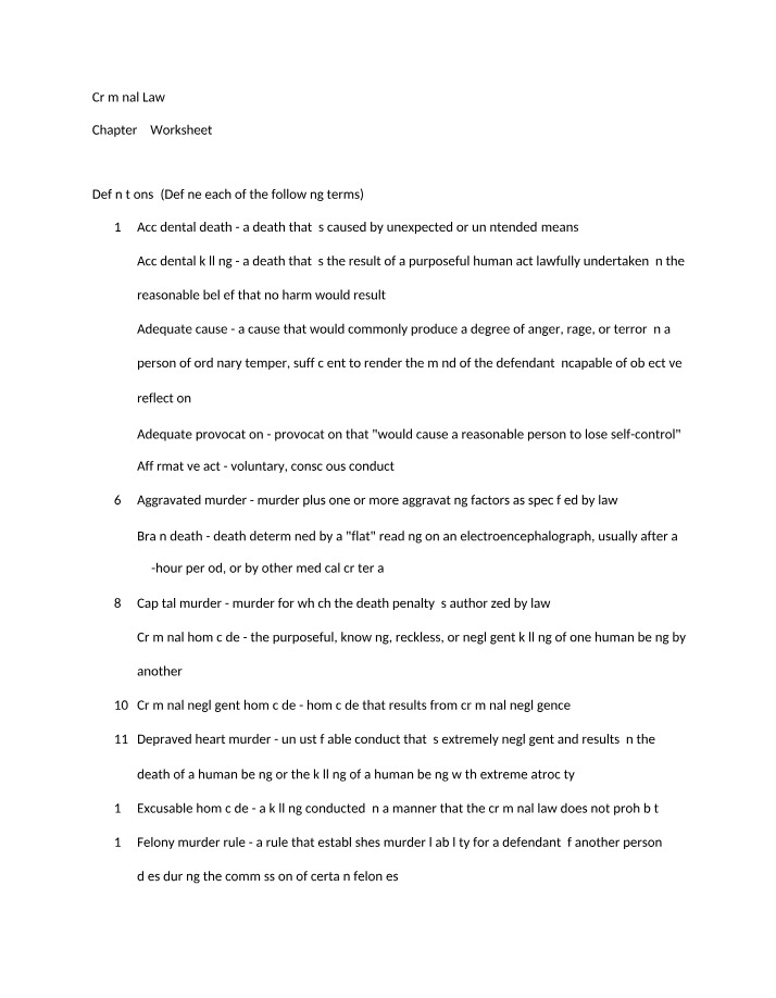 Criminal Law Concepts and Definitions