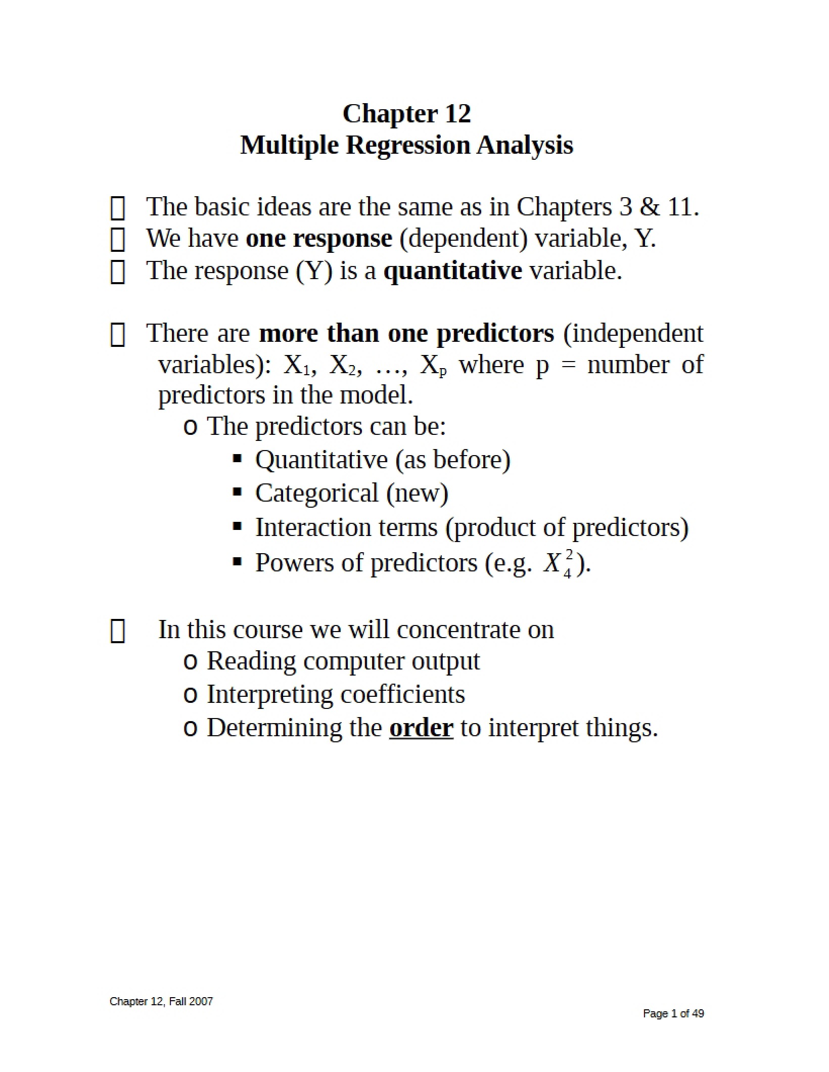 Analysis of Multiple Regression