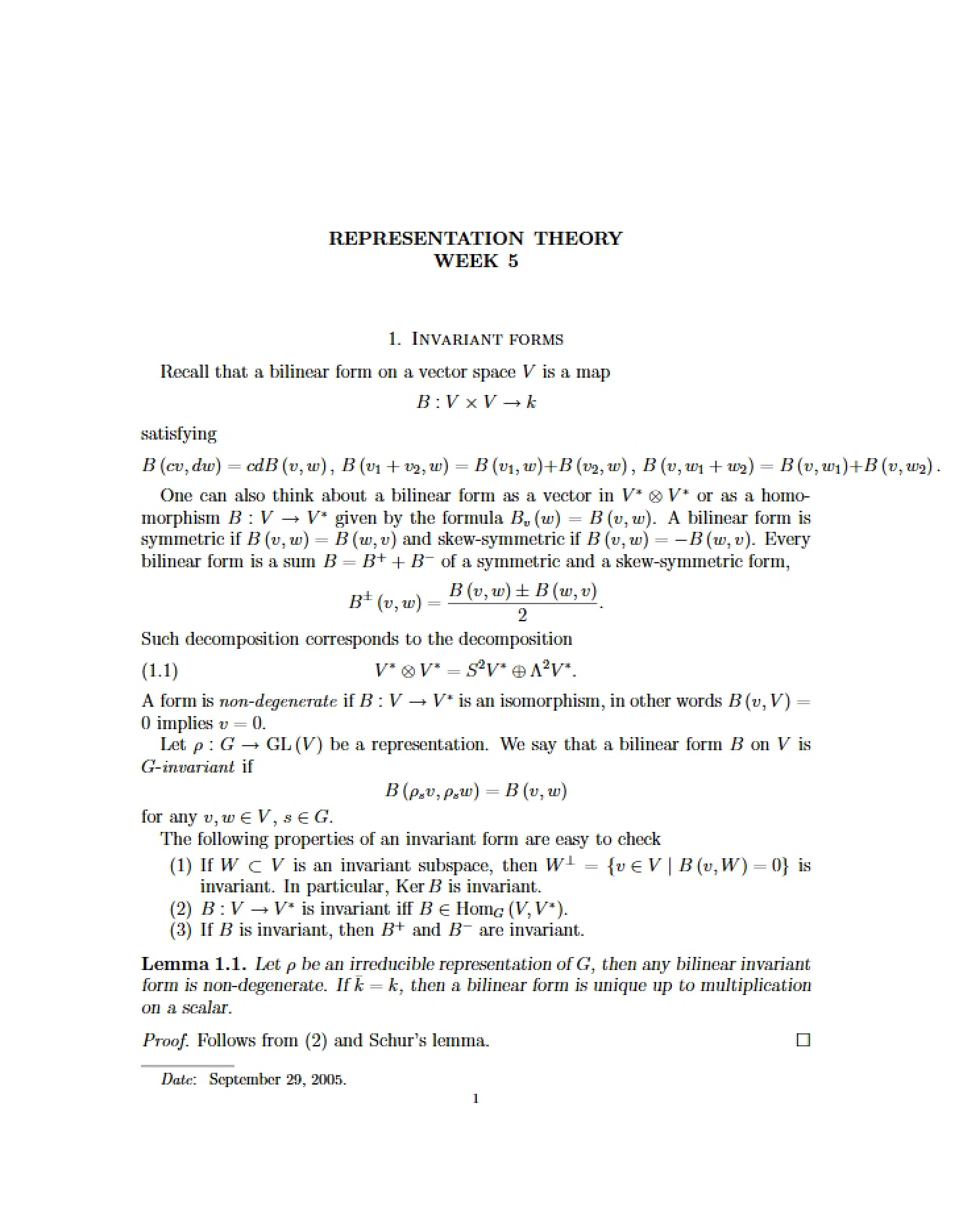 Representation Theory