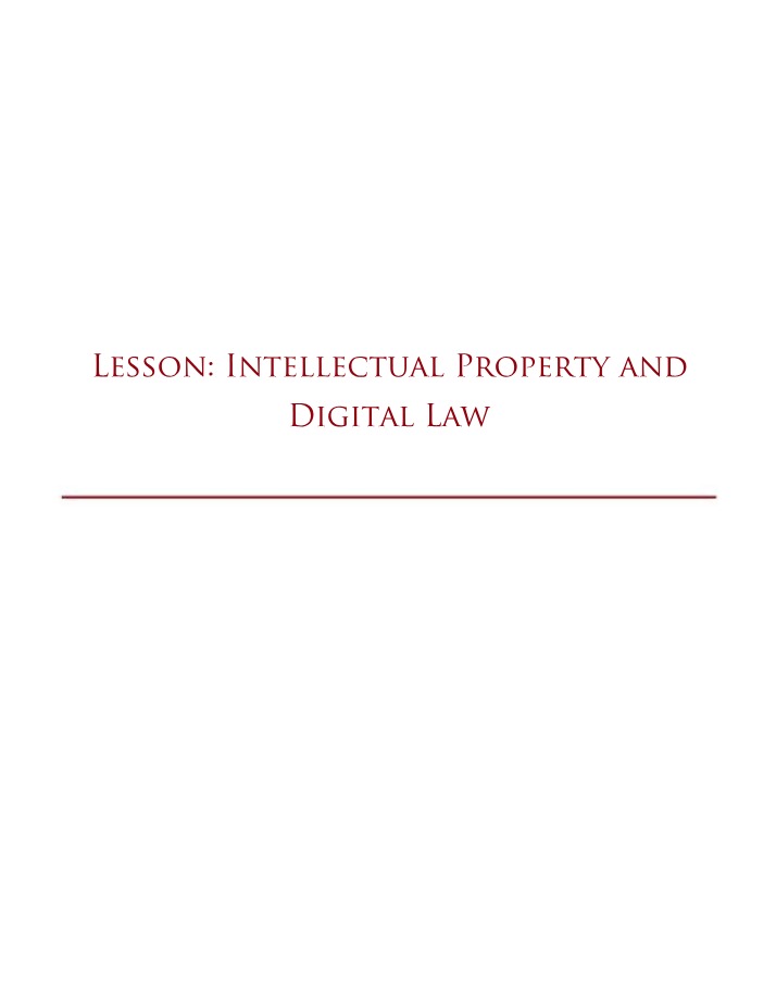 Lesson on Digital Law and Intellectual Property