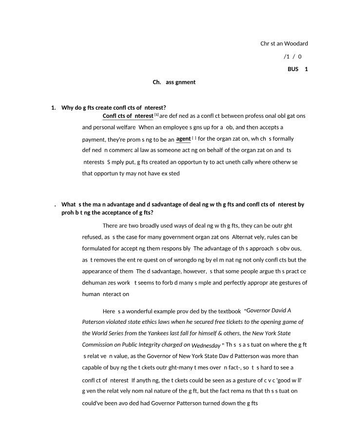 Assignment for Chapter 7