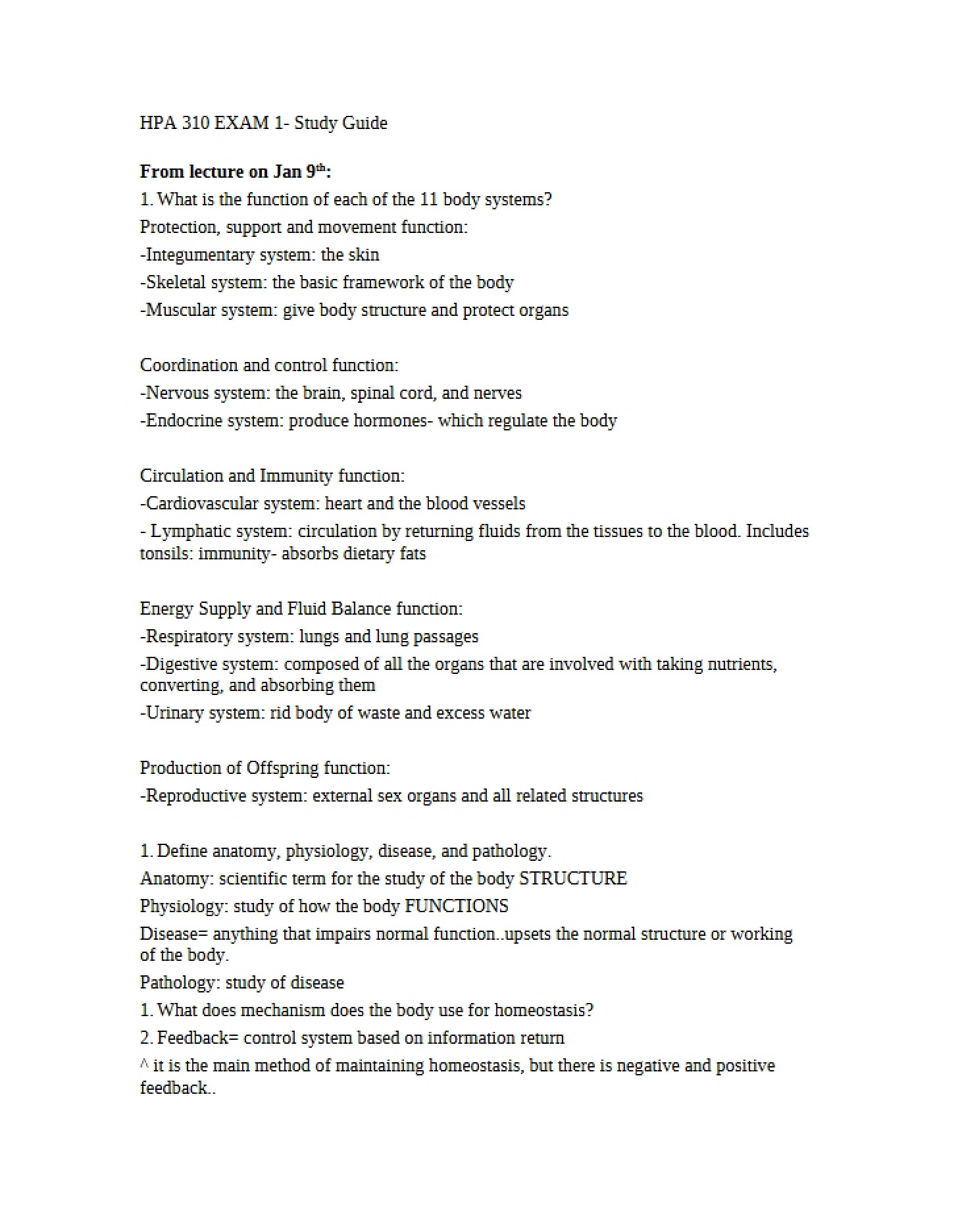 Guide for Exam One