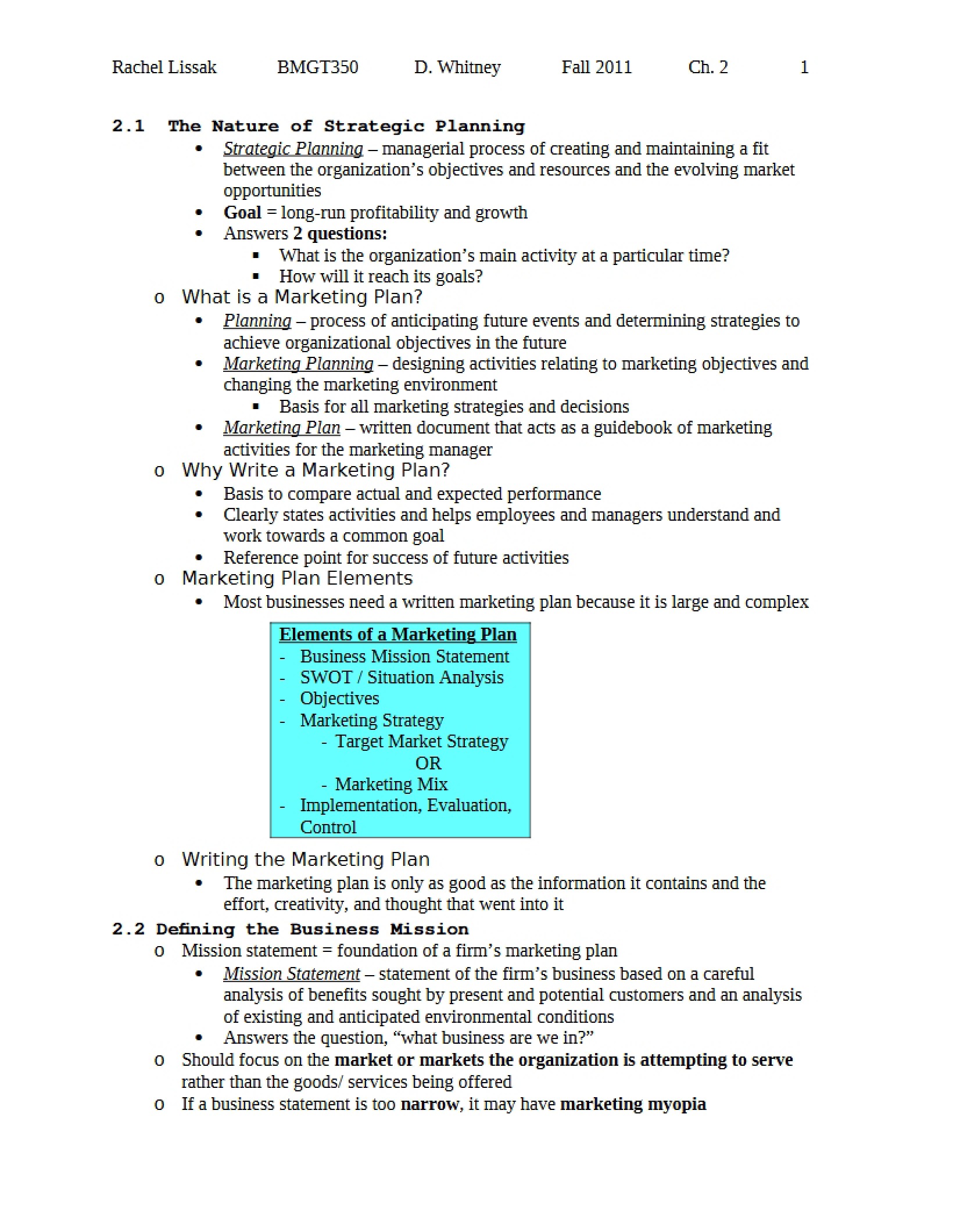 Nature of Strategic Planning