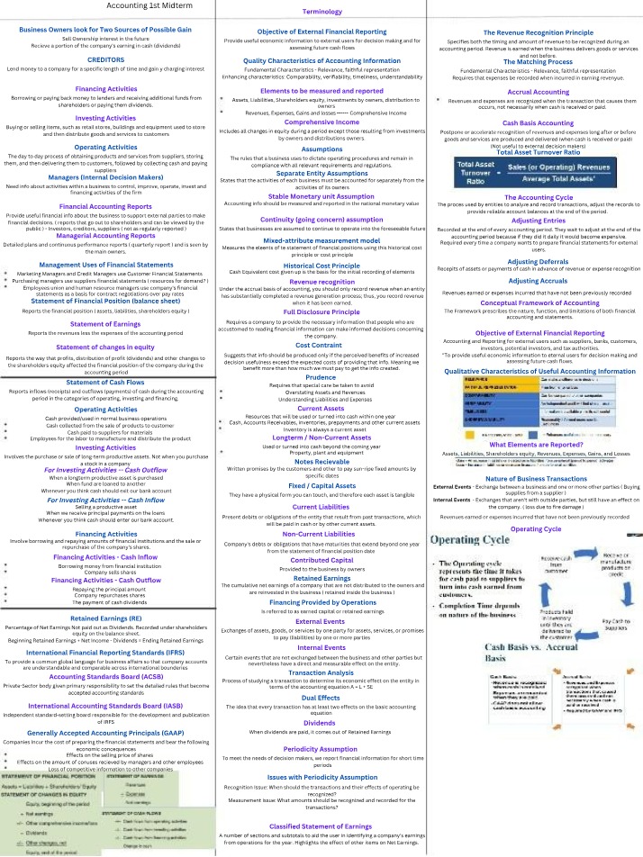 Accounting Midterm 1 - Cheat Sheet