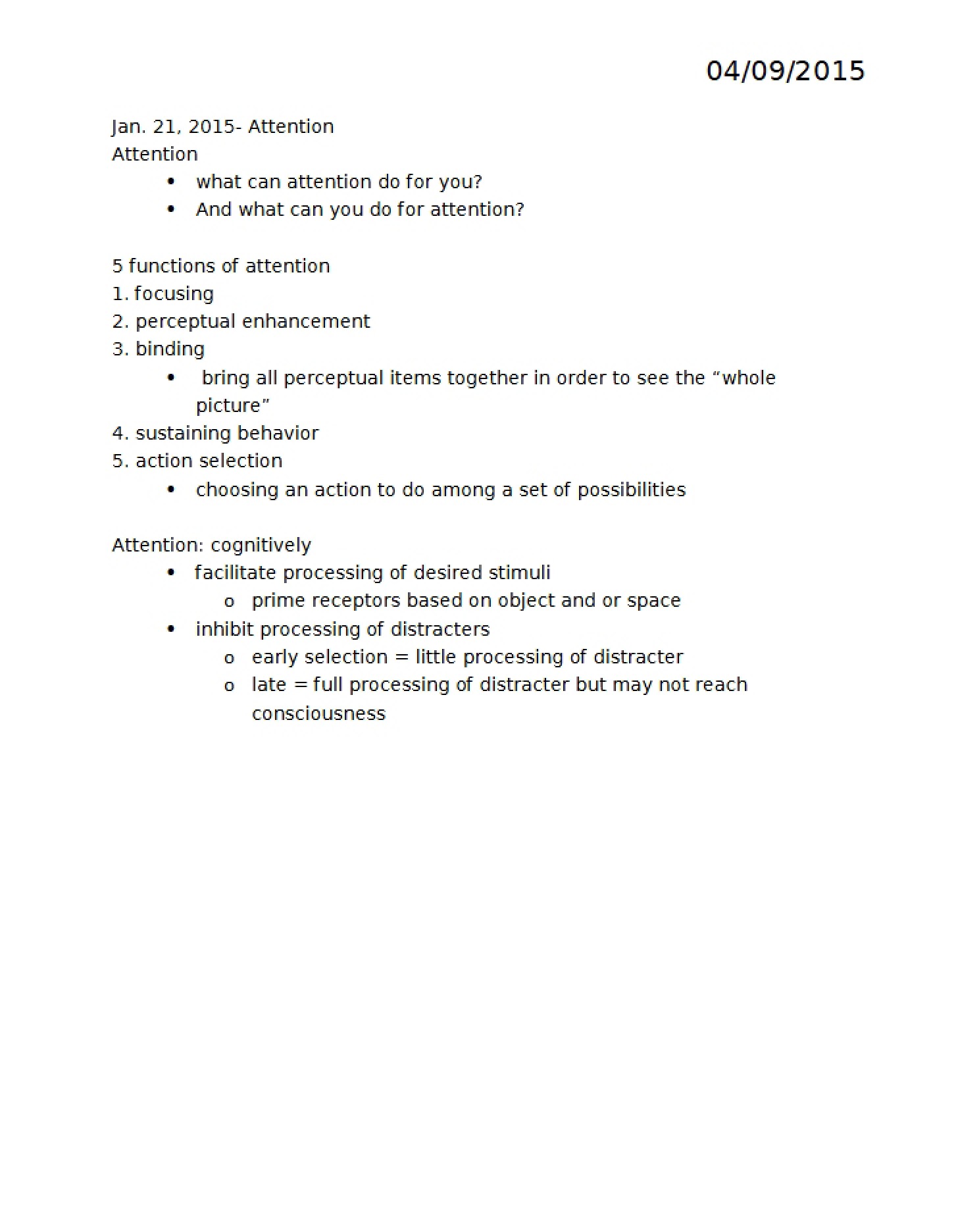 Concepts of Attention