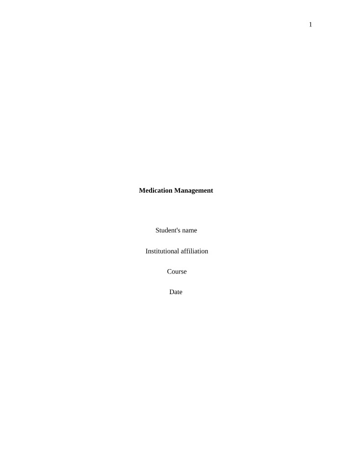Medication Management for Minimizing Adverse Drug Effects