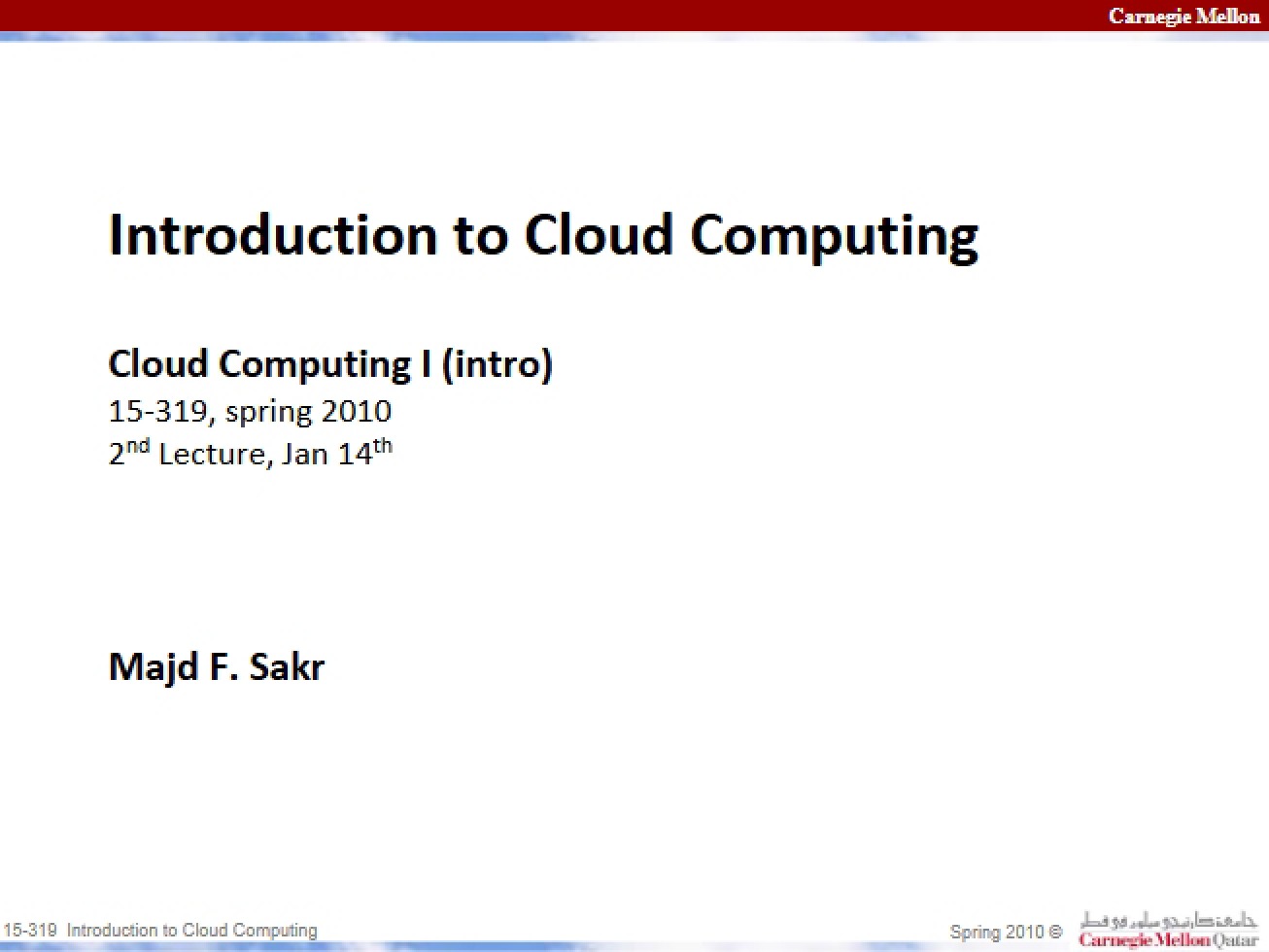 Fifth Cloud Computing Lecture