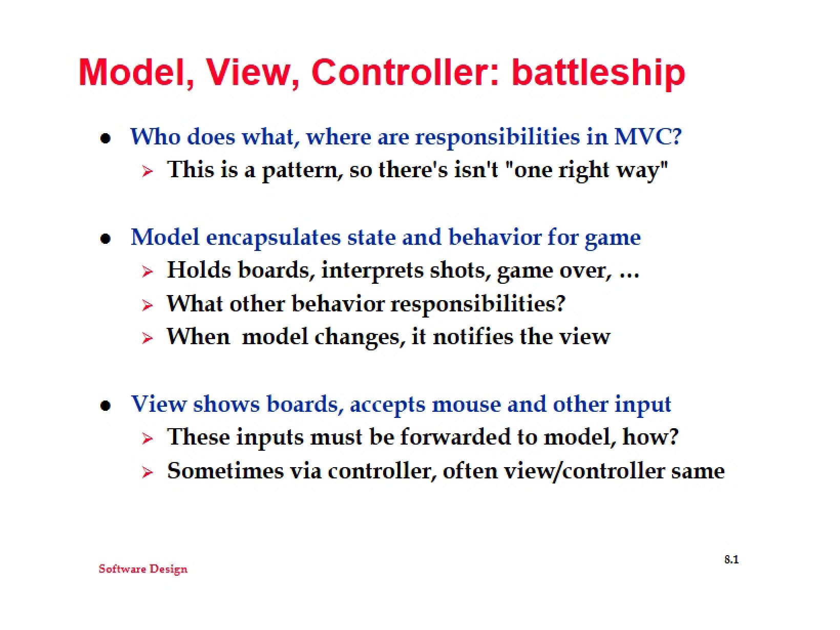 Battleship Model, View, Controller