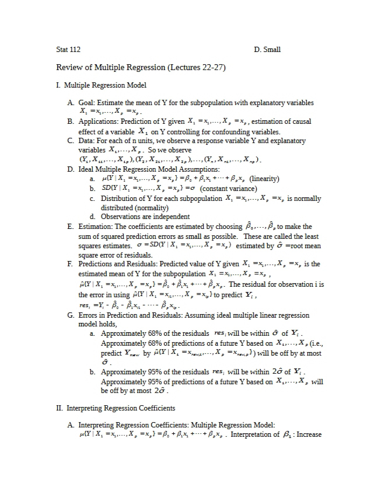 Review of Multiple Regression