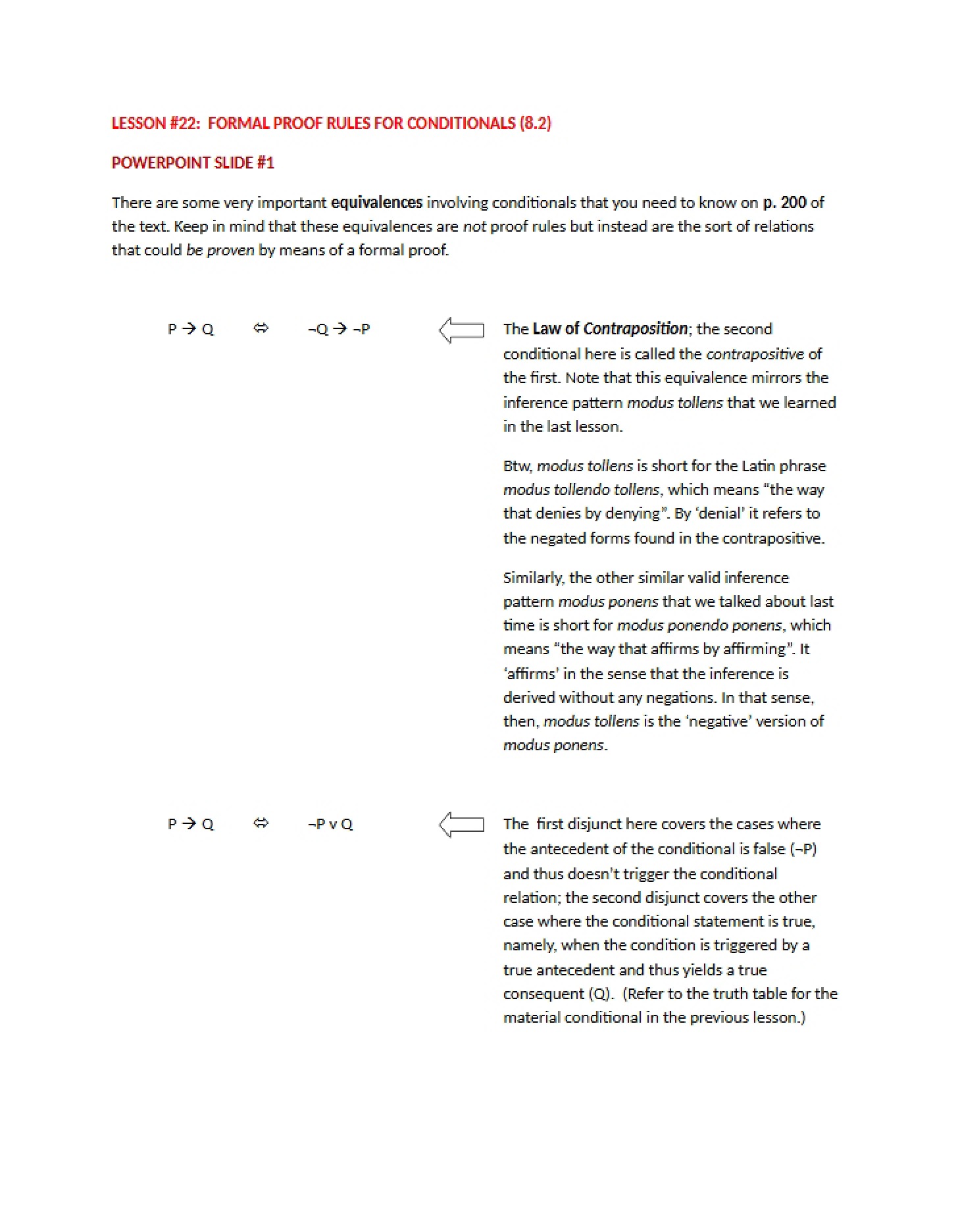Notes for Lesson Twenty-Two