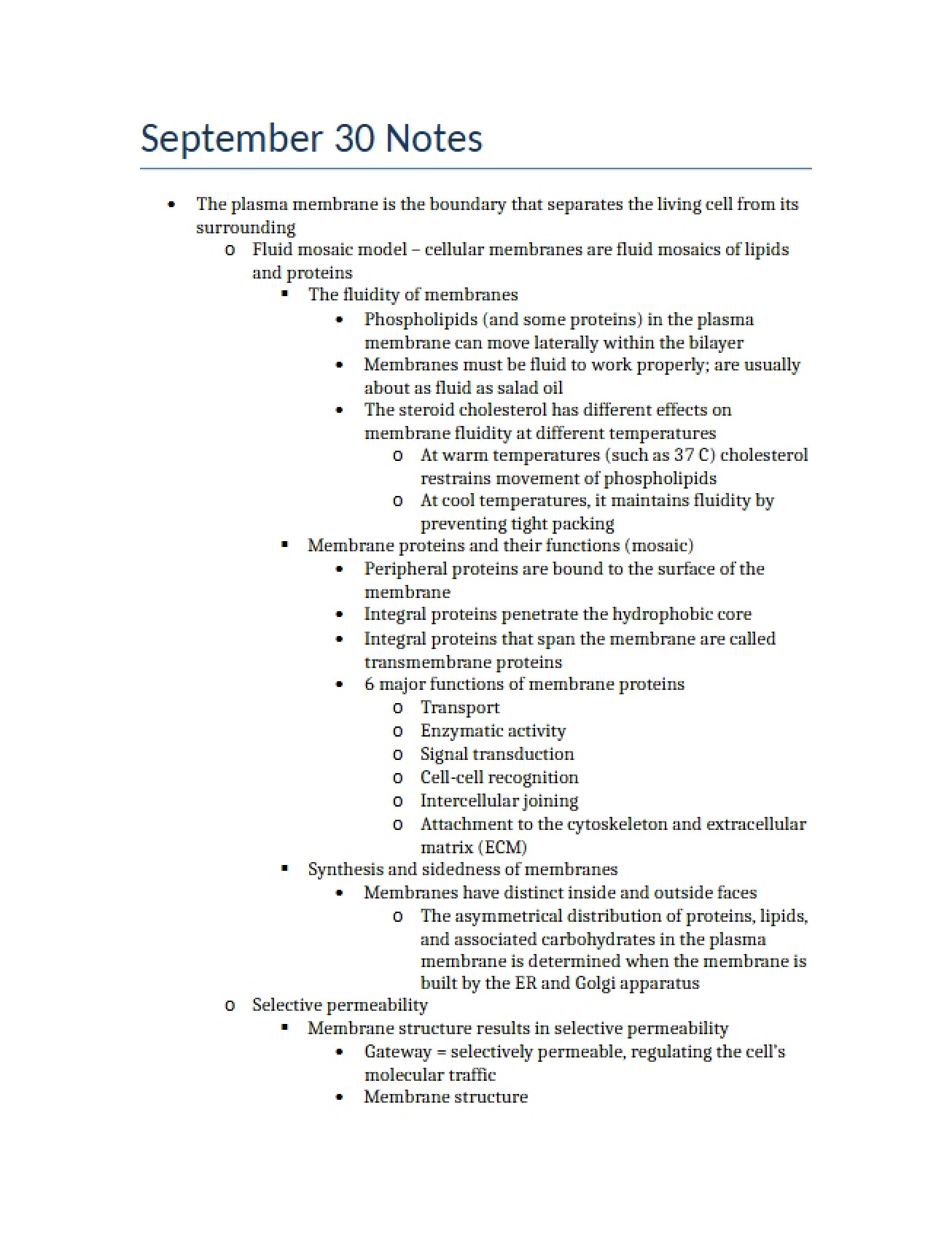 Lecture Notes September 30
