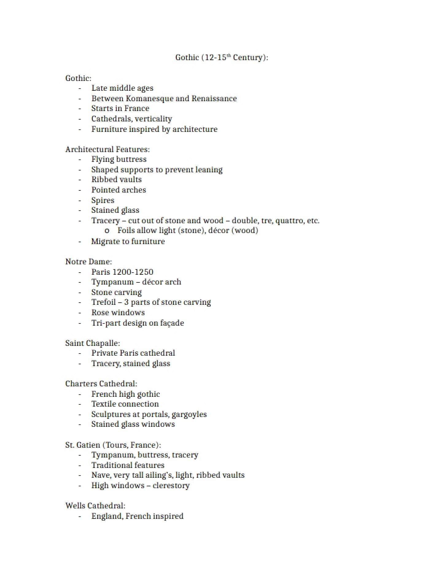 Notes on Gothic Style