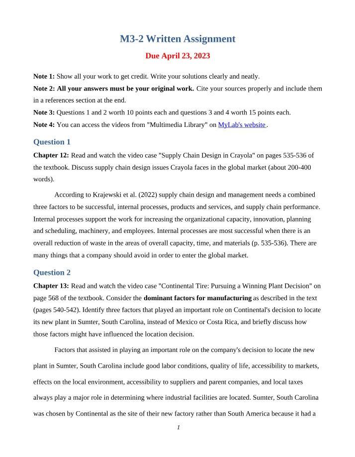 Written Assignment M3-2