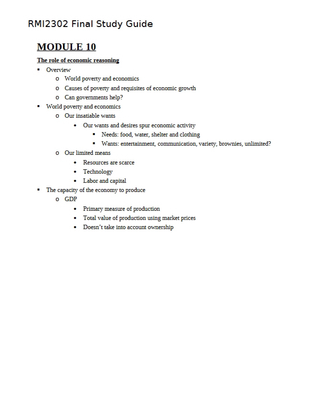 Economic Reasoning Role