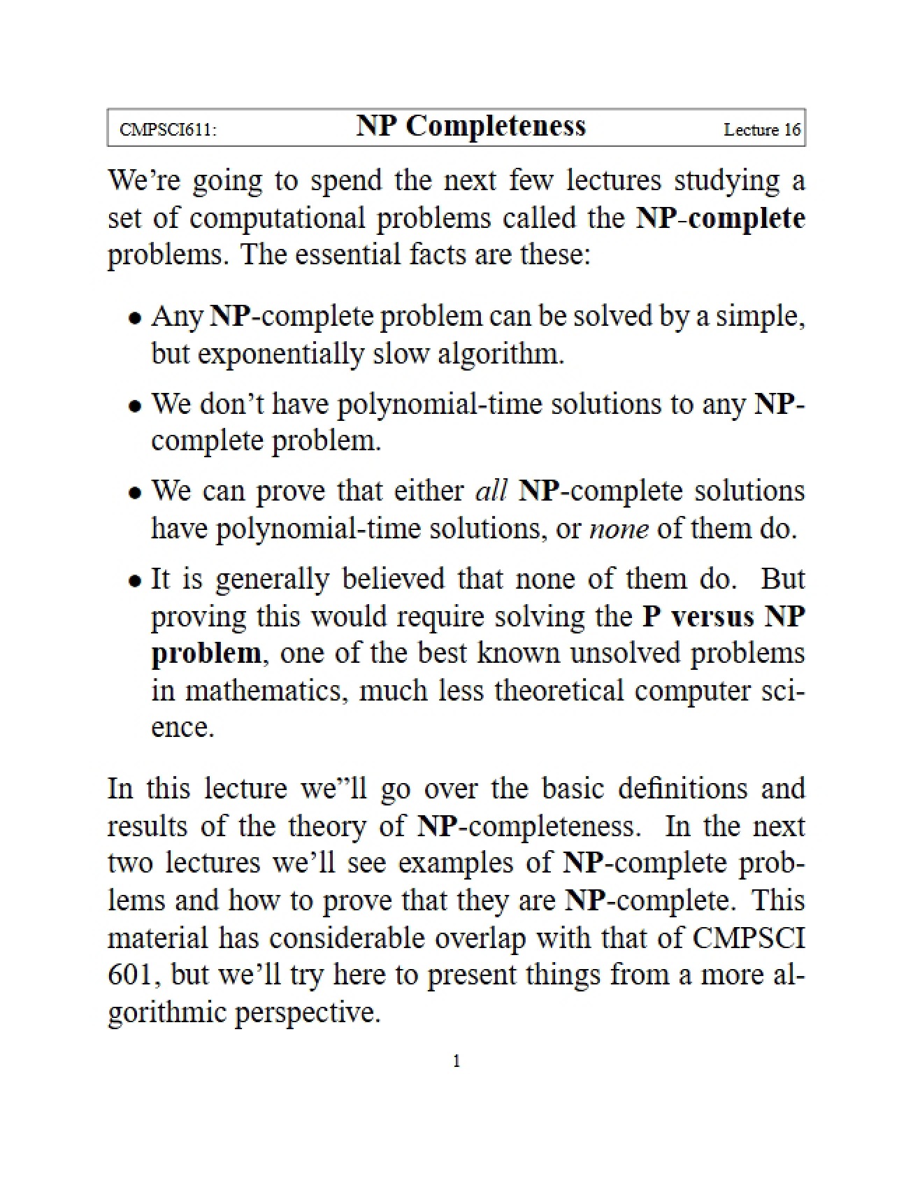 Completeness of NP