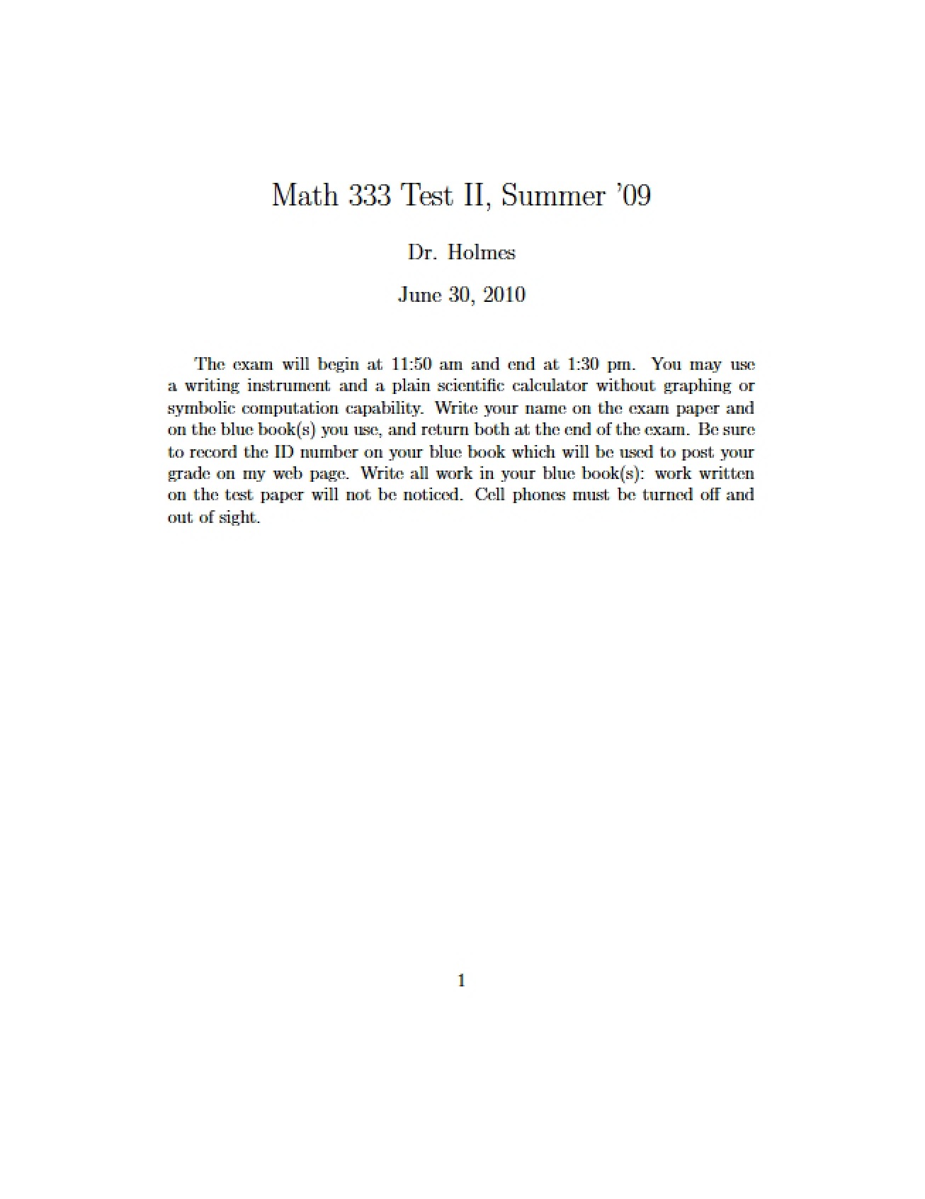 Second Test for Differential Equations
