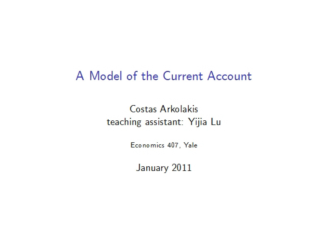 Current Account Model