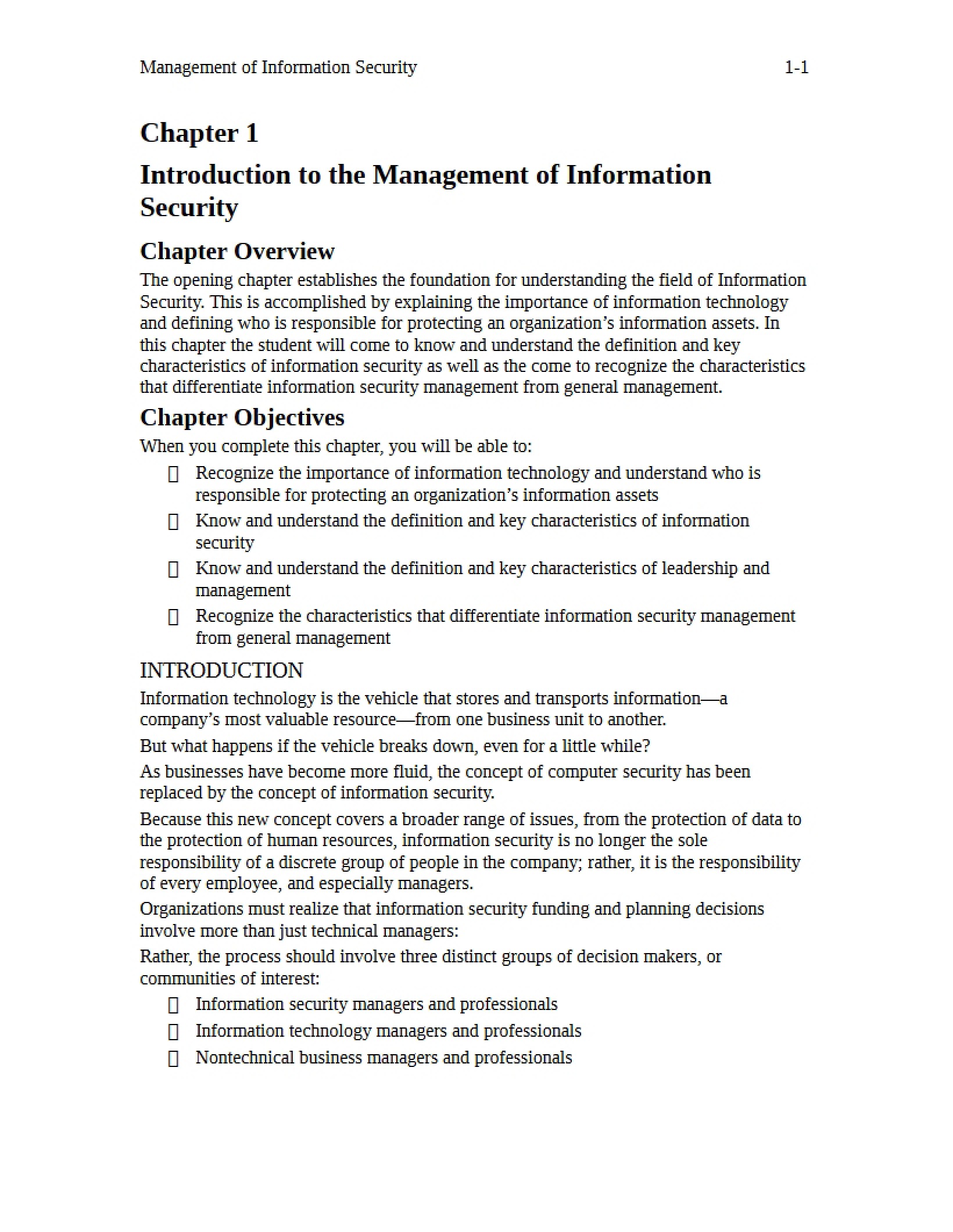 Info Security Management Intro