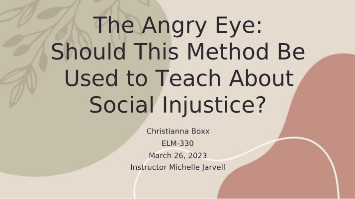 Should The Angry Eye Be Used to Teach About Social Injustice