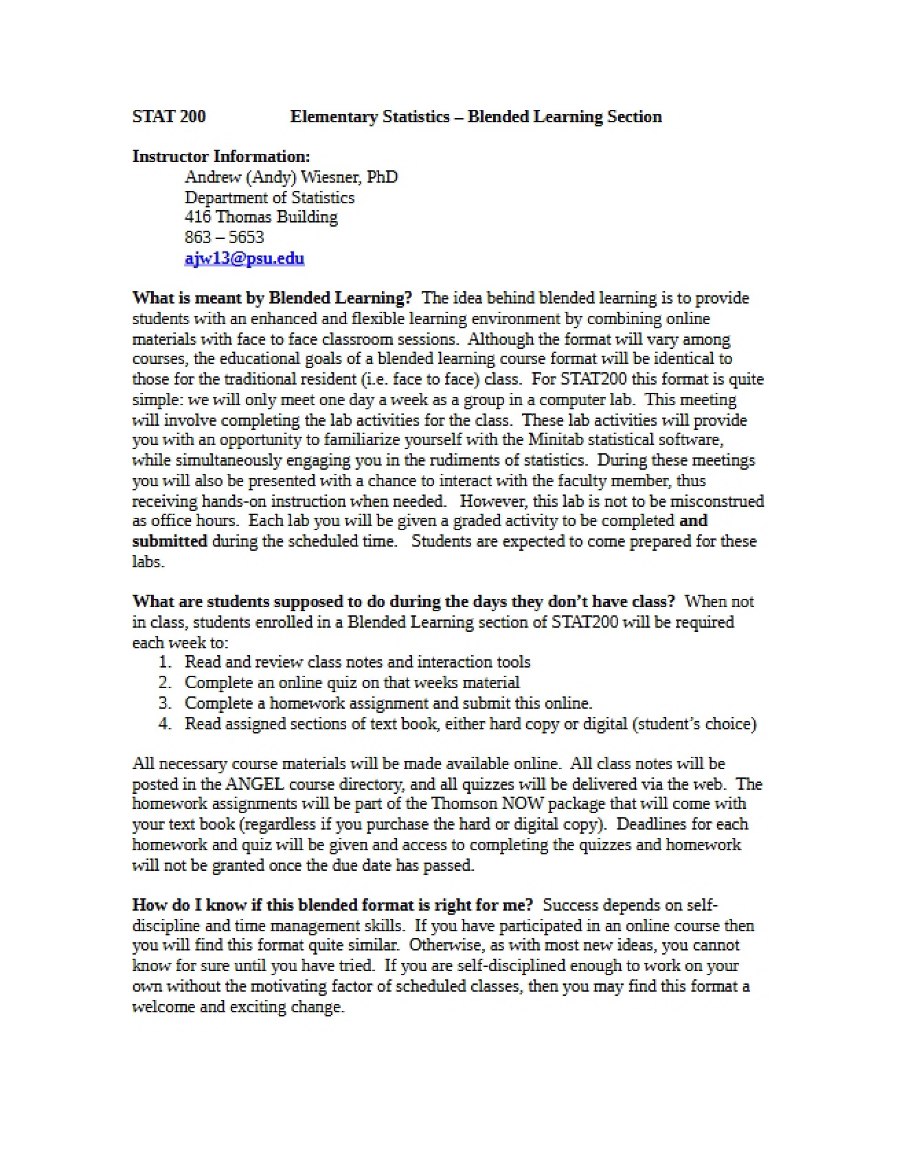 Section on Blended Learning