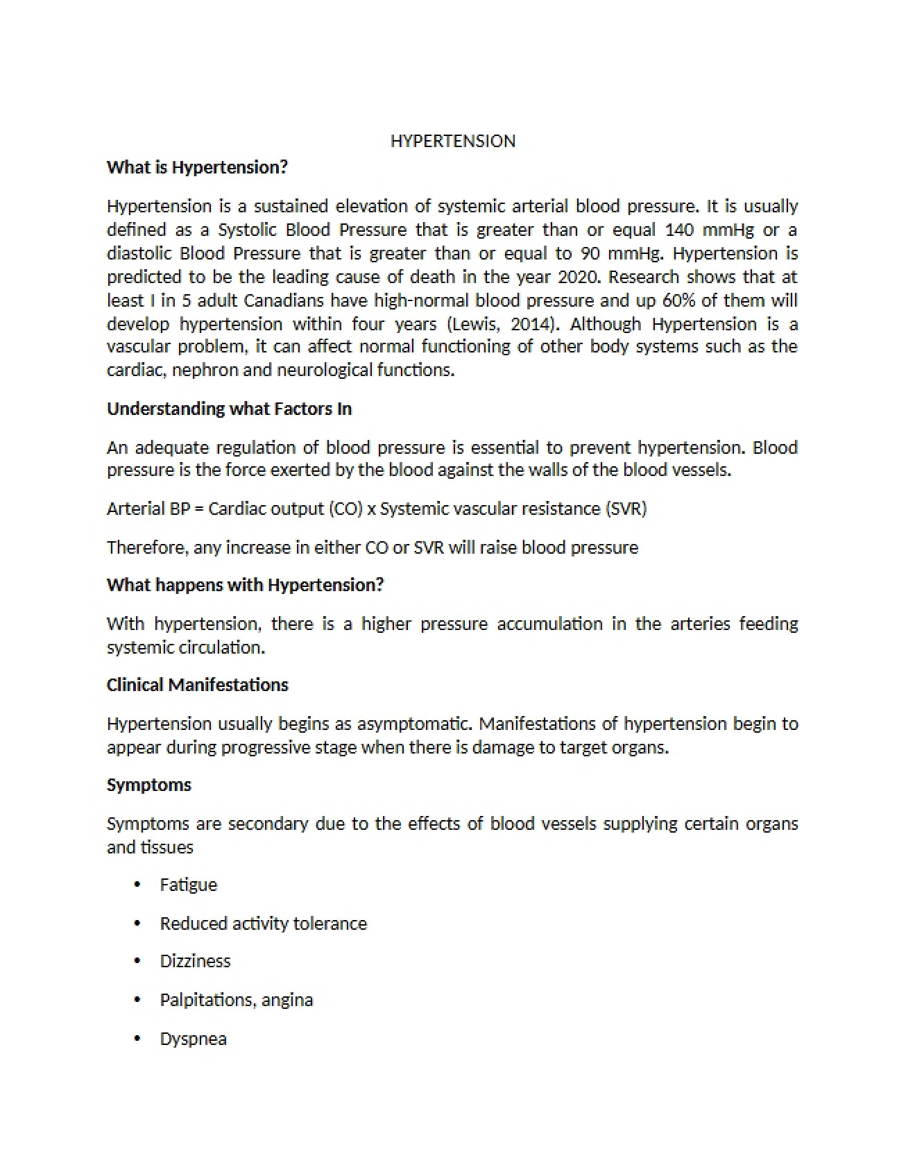 High Blood Pressure (Hypertension)