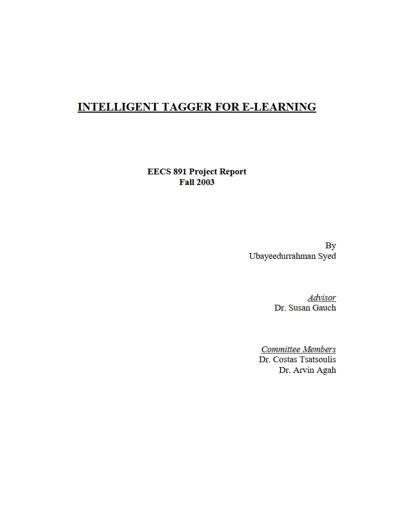 E-Learning Intelligent Tagger