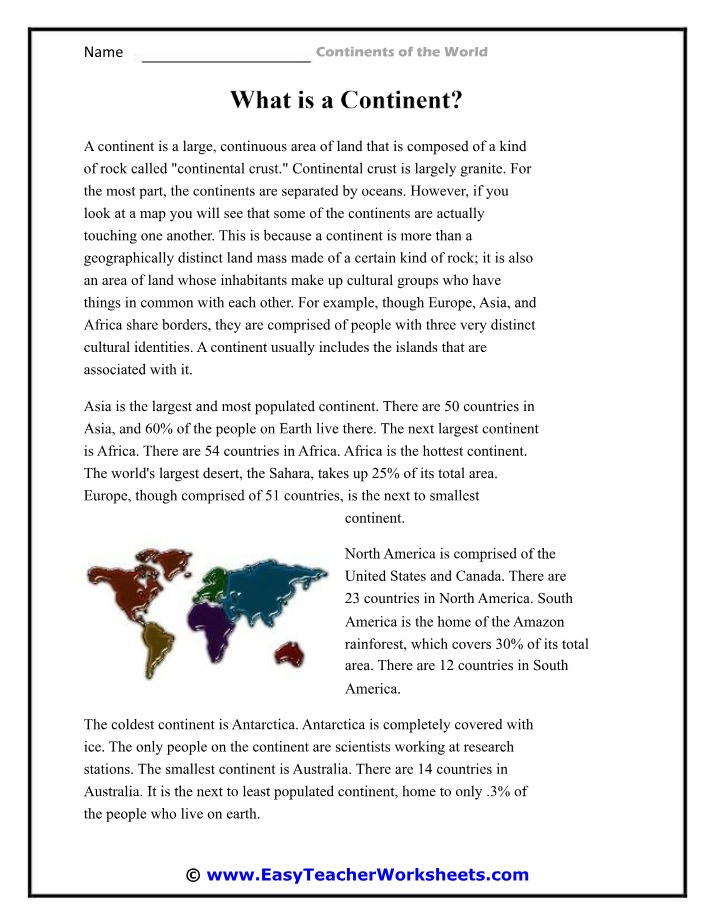 World Continents Study