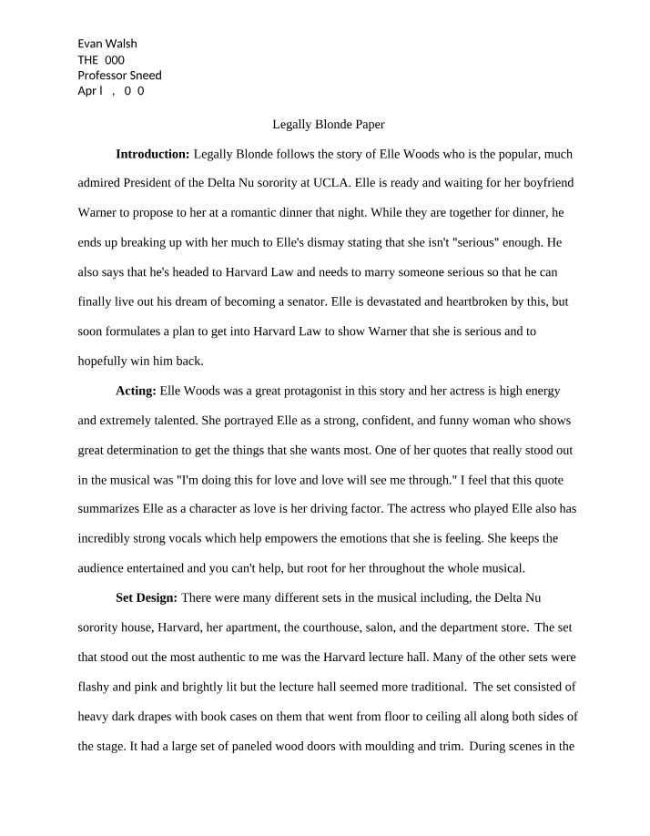 Paper on Legally Blonde